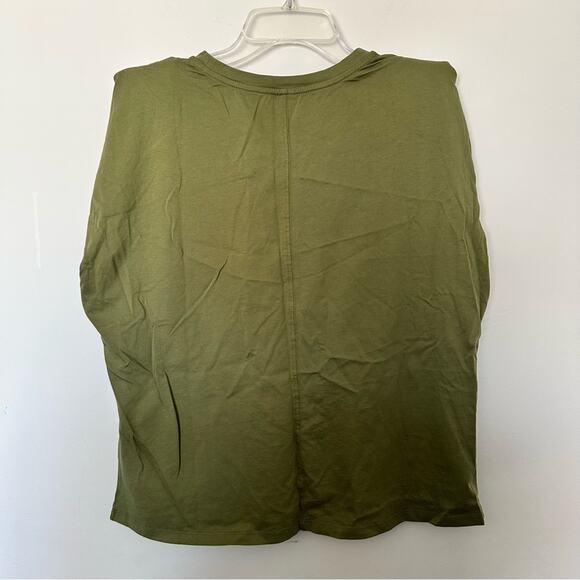 New Anthropologie Top Green Shoulder Padded T-shirt Sleeveless Crew Round Neck L - Picture 10 of 10